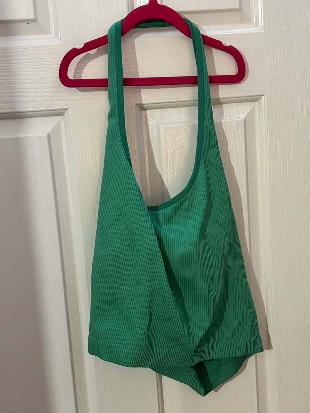 Aritzia SinchSeamless Rib Halter Bra Top Green XL